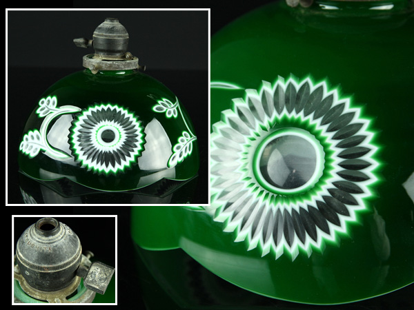 3人もよう大菊の緑切子の電笠⁄和ガラス⁄電笠⁄ランプシェード Yahoo 