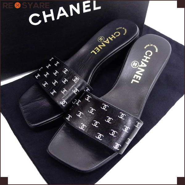 新同*美品*シャネル*ココマーク*レザー*ミュール*サンダル*16172