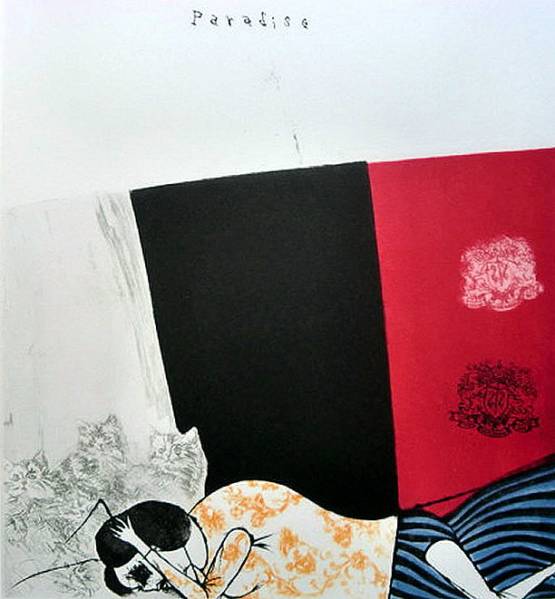 池田満寿夫 銅版画【楽園に死す】1965年作コロタイプ摺 真作保証(銅