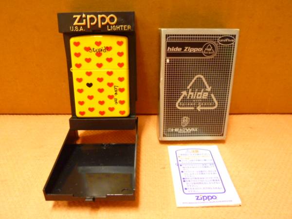 【極美品・箱付】hide Zippo 2008 No.1 イエローハート 未使用 新品☆hide☆zippo☆イエローハート☆ジッポライター 極美品・箱付hide