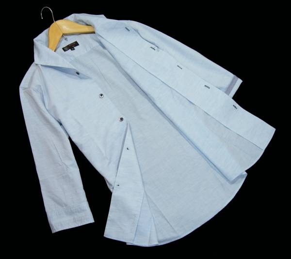 新品★ミッシェルクラン イタリアンカラー ７分袖 シャツ 水色 L