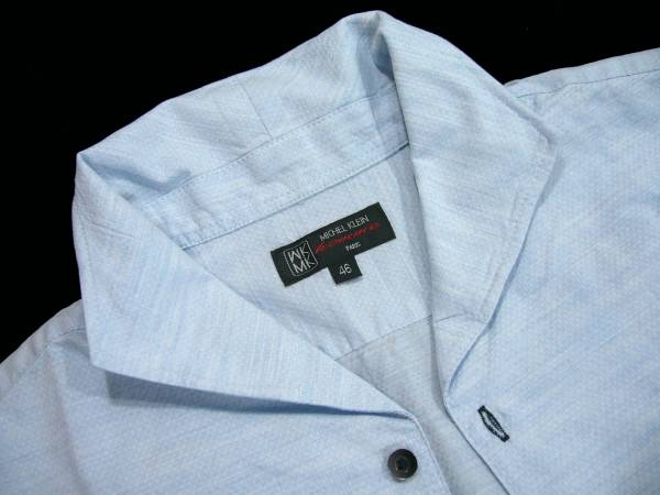 新品★ミッシェルクラン イタリアンカラー ７分袖 シャツ 水色 L