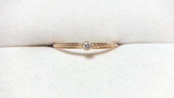 ☆ジュールアンジュール・K10PG・1粒ダイヤ上品リング