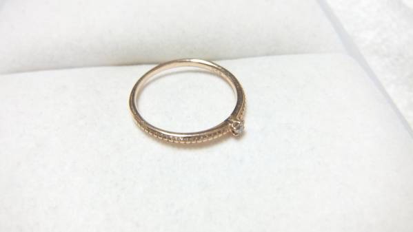 ☆ジュールアンジュール・K10PG・1粒ダイヤ上品リング