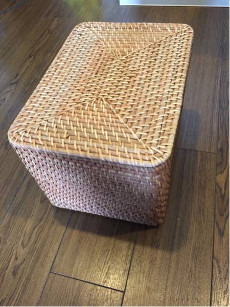 無印良品 | 重なるラタン長方形バスケット・大 : フタ付き (V)約 大