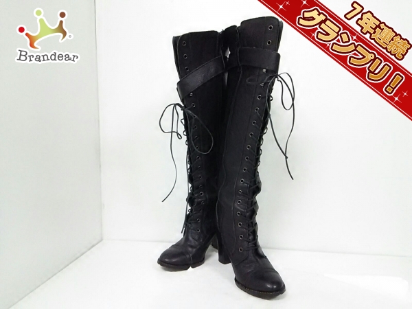 グレースコンチネンタル ロングブーツ 37 レディース 黒 レザー