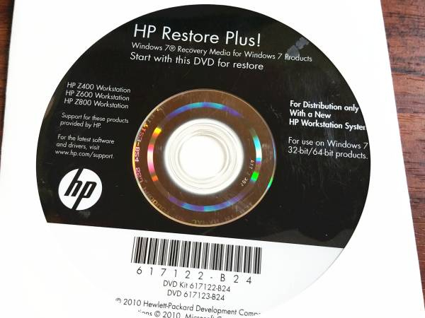 新 HP Z400 Z600 Z800 Win7 Pro SP1 32bit & 64bit リカバリ 複 新