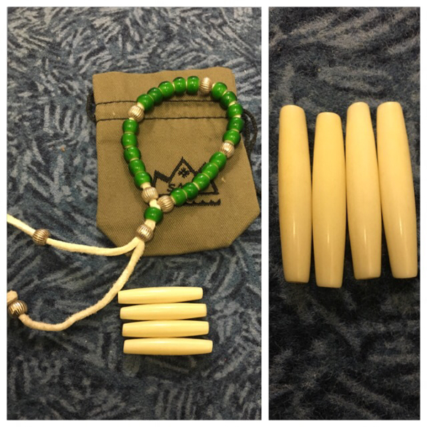 SAAD ホワイトハーツビーズ緑＆シルバーボール ブレス 極美品