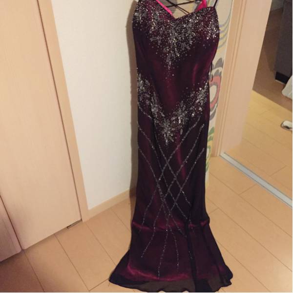 キャバドレス ロング 黒 ビーズ