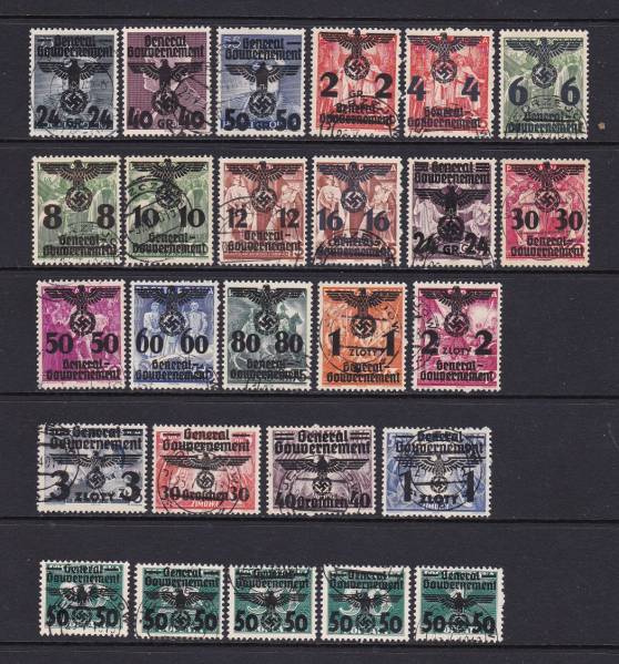 ★ドイツ/ポーランド占領地≪Rydz/記章加刷≫1940年 26種完 #N30