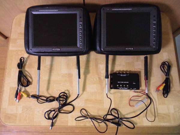 TFT 9インチ ヘッドレストモニター2個・分配器のセット！！ カーナビ