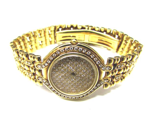 超美品 CARATI カラチ クウォーツ ダイヤ 18K 金無垢 腕時計 750