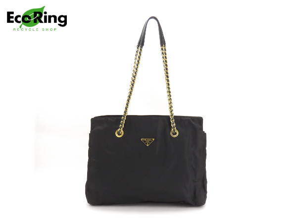 1円 PRADA プラダ テスートナイロン トートバッグ ショルダーバッグ 肩掛けかばん 手提げかばん レディース ブラック系 AH1223ノf