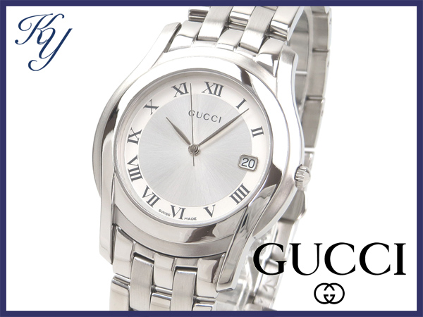 1円～ 美品 本物 人気 GUCCI グッチ 5500M メンズ シルバー 時計