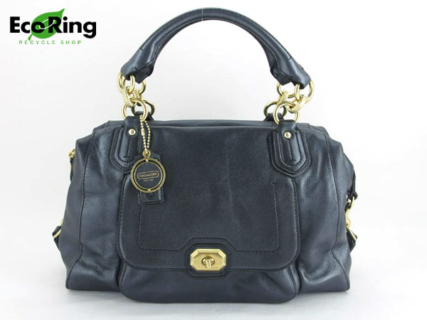 1円 コーチ 2way ハンドバッグ ブラック×ゴールドカラー CI408