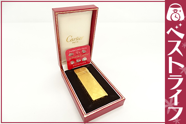 1円 本物 カルティエ ガスライター ゴールド系 着火OK 箱有り ライター