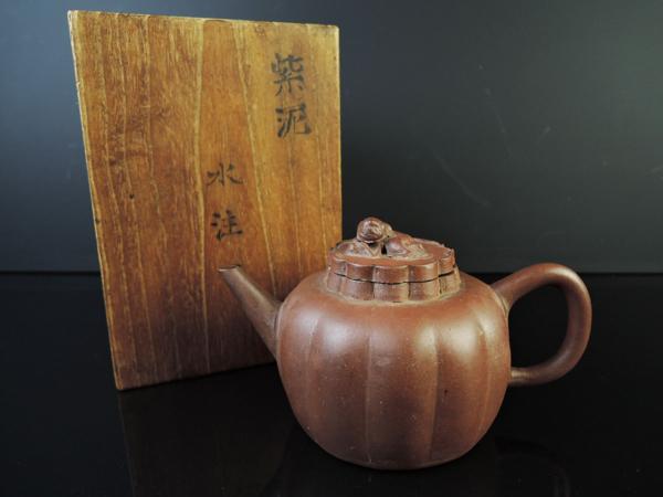 雲】中国古玩 唐物 朱泥木瓜形獅子摘急須 （煎壷茶心壷）W95 xvpbvx
