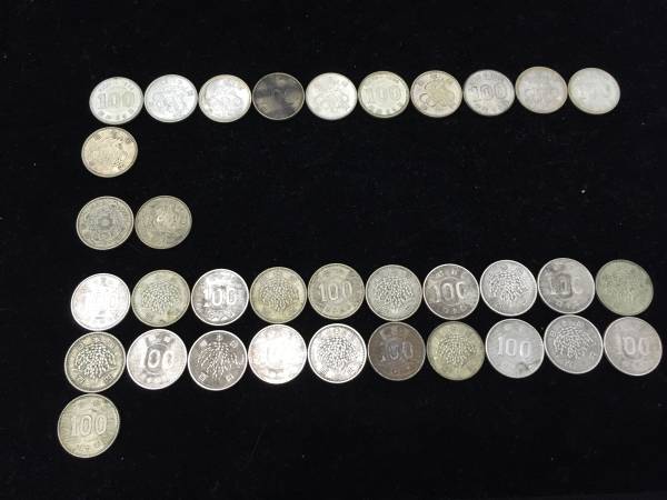 ▼日本硬貨 稲 稲穂 東京五輪 鳳凰 100円 銀貨 計34枚