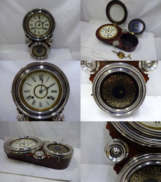 美品！精工舎 8インチ銀四つ丸古掛け時計 作動品 □455：精工舎 四つ