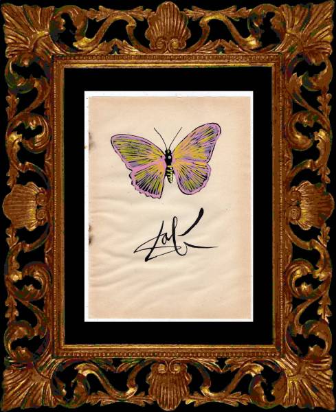 サルバドール.ダリ (蝶) ★希少作品★ (水彩&油彩画) 肉筆