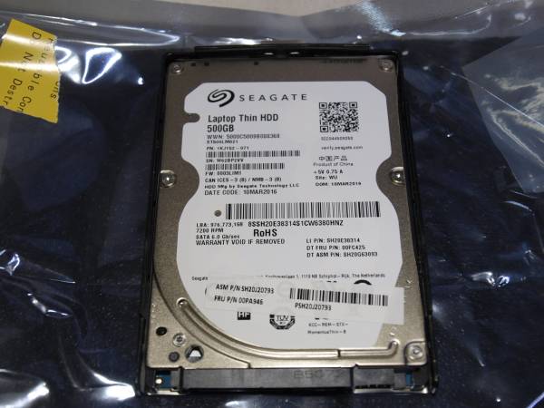SEAGATE ST500LM021 500GB 7200rpm 7mm 新品外し 42回 6時間