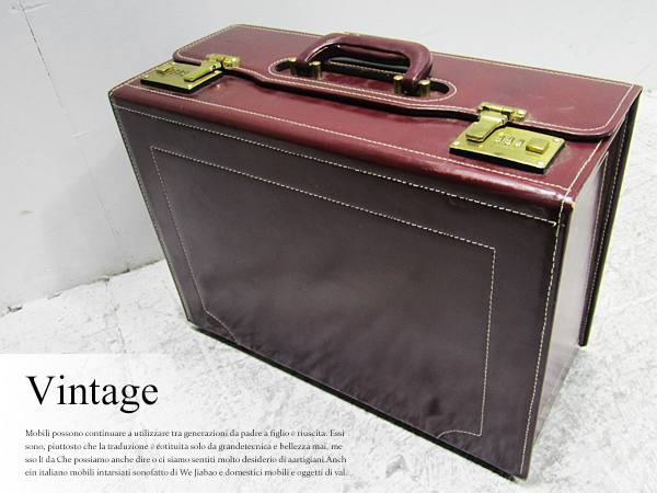 ■S441/ヴィンテージ/レトロ/古い革製のトランク/ブラウン