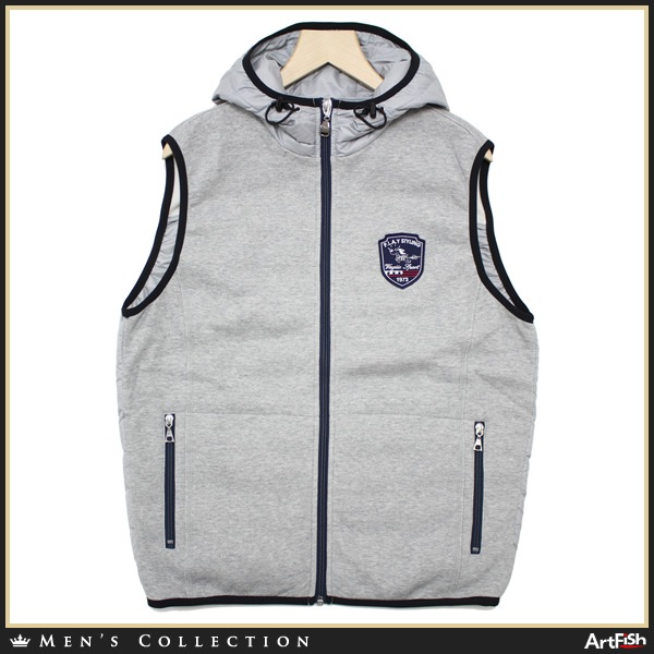 1円VAGIIE◆グレー発熱&Thermotronパーカージップベストf254*s46