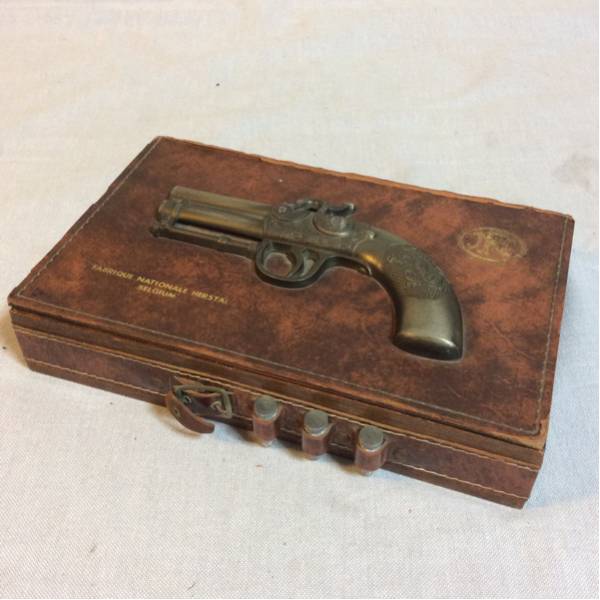 ★アンティーク 銃飾り付き小物入れ★銃砲店景品 M.1336