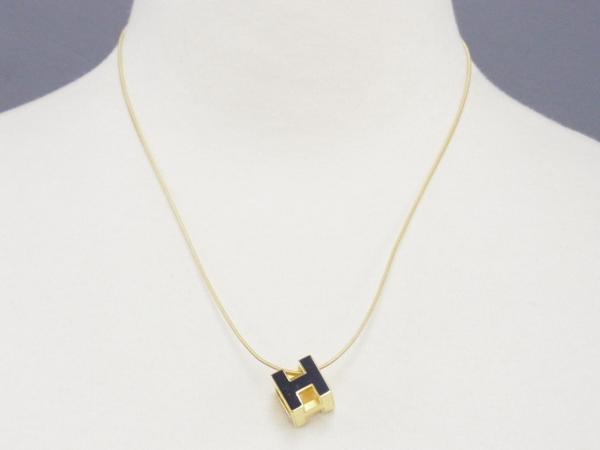 エルメス 「カージュドアッシュHキューブ」ネックレス/黒×金 エルメス 