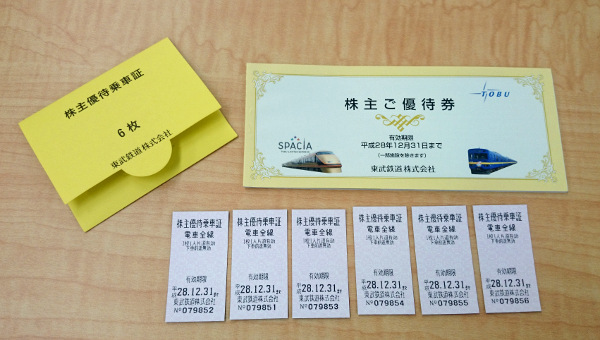 D★東武鉄道　株主優待乗車券/6枚　株主優待券冊子　お得♪