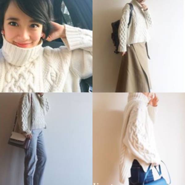 ドゥロワー DRAWER 2015AW 人気完売 カシミアケーブルニット白