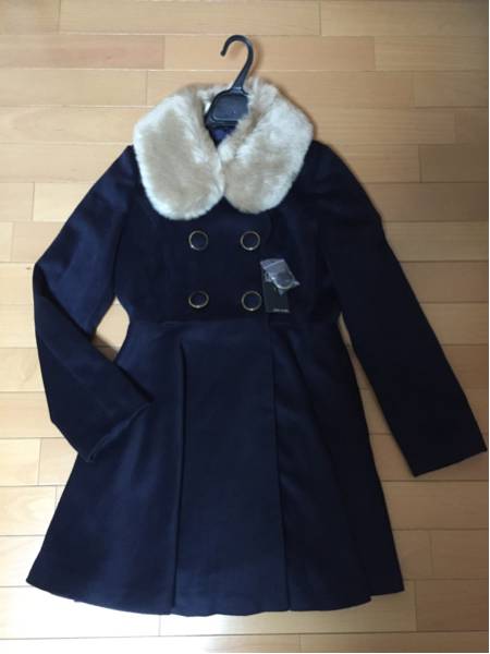新品☆セシルマクビー ファーコート ネイビー M