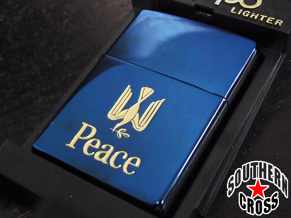ジッポー ライター PEACE/ピース ロゴ ブルーチタン 99年製