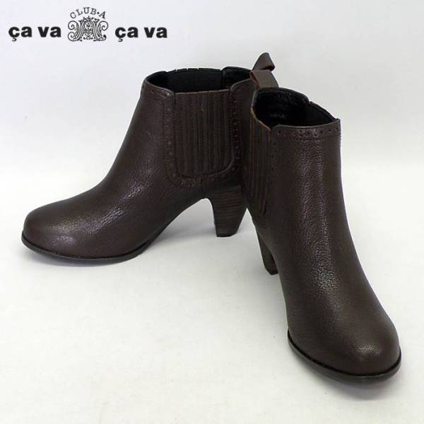 ◆cavaｃava／本革サイドゴアショートブーツ☆Dブラウン/24.5cm!