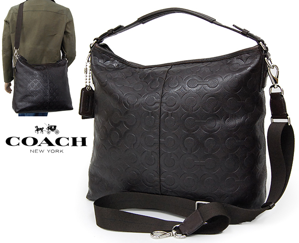 極美9万 コーチ COACH オプアート メンズレザーショルダーバッグ