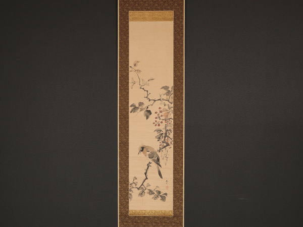 【伝来】a5847〈谷文晁〉花鳥図 極箱 文人画大家 清人張秋谷師事