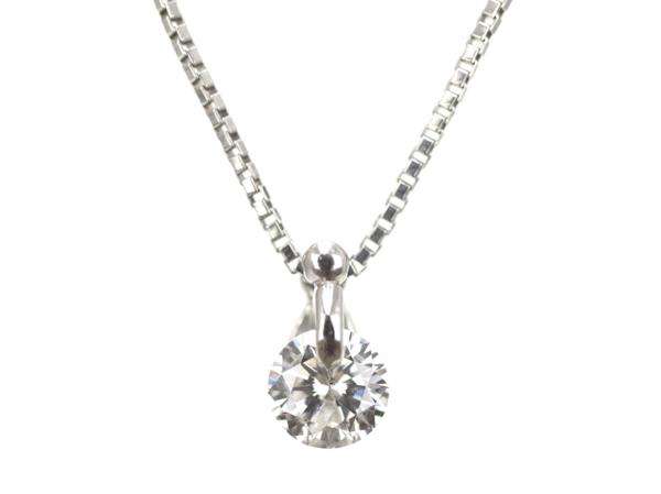 【美品】 Pt850/Pt900ダイヤプチネックレス 0.420ct 3.4g 40cm