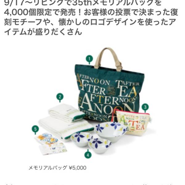 【アフタヌーンティー35周年メモリアルバッグ 中身】新品未使用