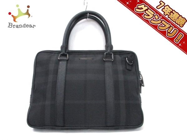 バーバリープローサム ビジネスバッグ ダークグレー×黒