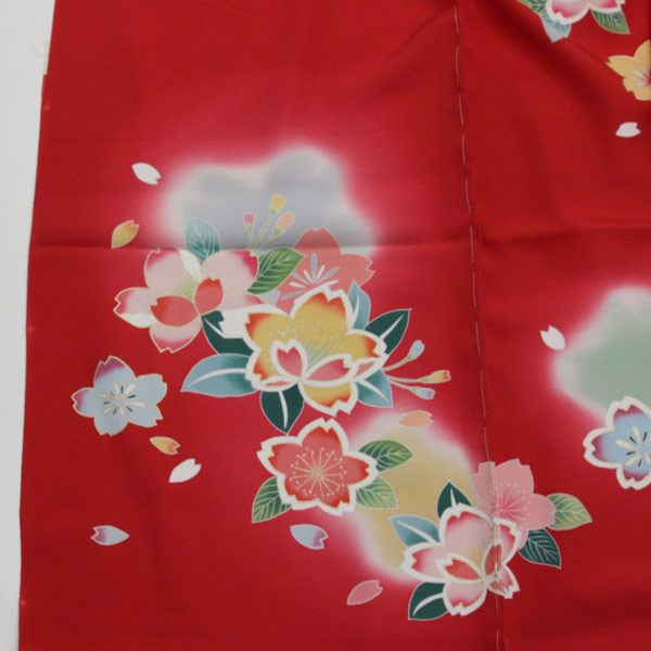 ◇あすかや◇七五三 七歳用晴れ着 四ツ身 正絹着物 「桜」 正絹