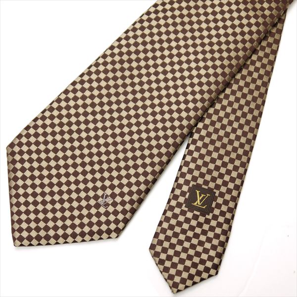 新品/LOUIS VUITTON/ネクタイ/プティ ダミエ/ゴールド/48848