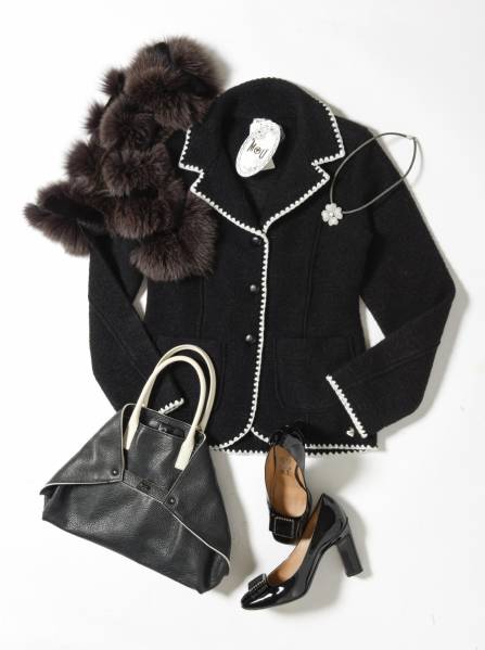 イタリア製MOU♪王道コンサバモノトーン圧縮ウールジャケット