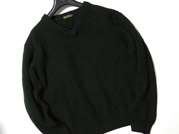 良品 ワイズフォーメン Vネック厚手ウールニット カーキ