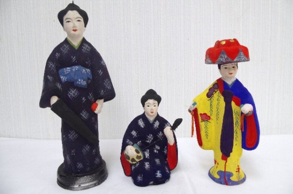 J0066☆【レトロ人形】琉球☆博物館展示品☆英良作☆3点セット 日本