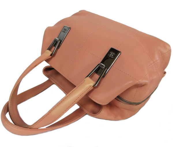 本物CHANELシャネル チョコバー レザー ハンドバッグ ピンク