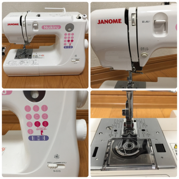 【美品】ジャノメ　コンパクト電動ミシン本体　N-625　ロックカッター内蔵 ☆保証付き☆ ジャノメ JANOME N-625 ロックカッター内蔵 ミシン本体