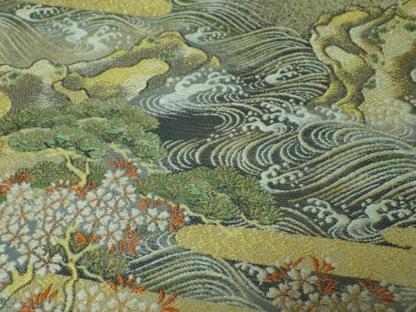 ☆六通柄袋帯『宝船』ヱ霞 金糸織 正絹 美品☆T564