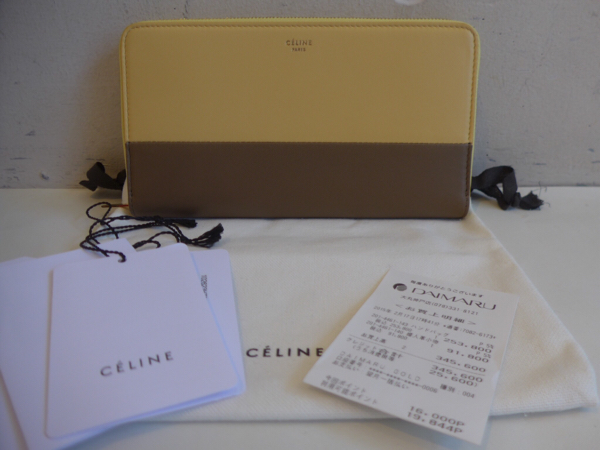 ☆CELINE セリーヌ バイカラー長財布 グレージュ×イエロー セリーヌ 長 