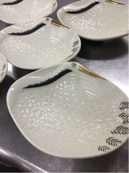 鶴皿 古美術 五客 ハマグリ型 鶴の皿 祝い 蛤