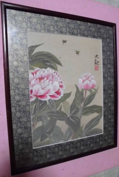 横山大観 絹本 肉筆 横山 花 蔵出し品 掛け軸 大観 | a022617の通販 共箱